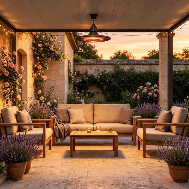Alt view image 3 of 7 - Hanging Electric Patio Heater, Waterproof Infrared Outdoor Heater with Carbon Fiber Heating Tube and Remote Control