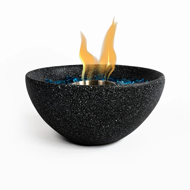Alt view image 2 of 7 - Tabletop Fire Pit, Table Top Fire Bowl Outdoor and Indoor Portable Ethanol Fireplace Alcohol Pot, Black, Concrete