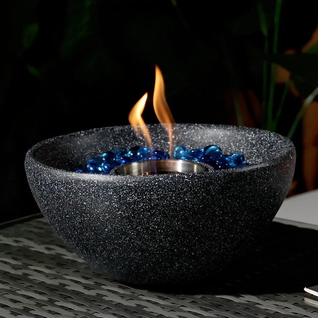 Main image of Tabletop Fire Pit, Table Top Fire Bowl Outdoor and Indoor Portable Ethanol Fireplace Alcohol Pot, Black, Concrete