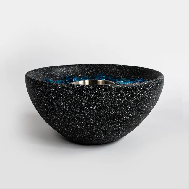 Alt view image 3 of 7 - Tabletop Fire Pit, Table Top Fire Bowl Outdoor and Indoor Portable Ethanol Fireplace Alcohol Pot, Black, Concrete