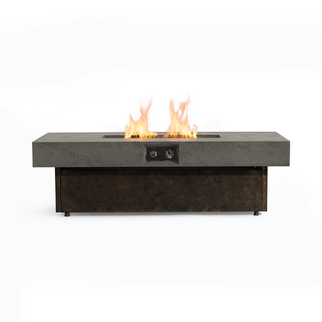 Alt view image 7 of 7 - Rectangle Fire Pit Table, Smokeless Propane Outdoor Firepit Table with Convertible Coffee Design Dual Height Adjustable