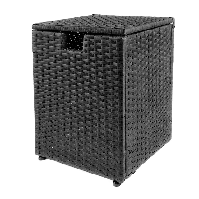 Alt view image 2 of 2 - Woven Rattan Surface Propane Tank Cover, Black, Outdoor Heating