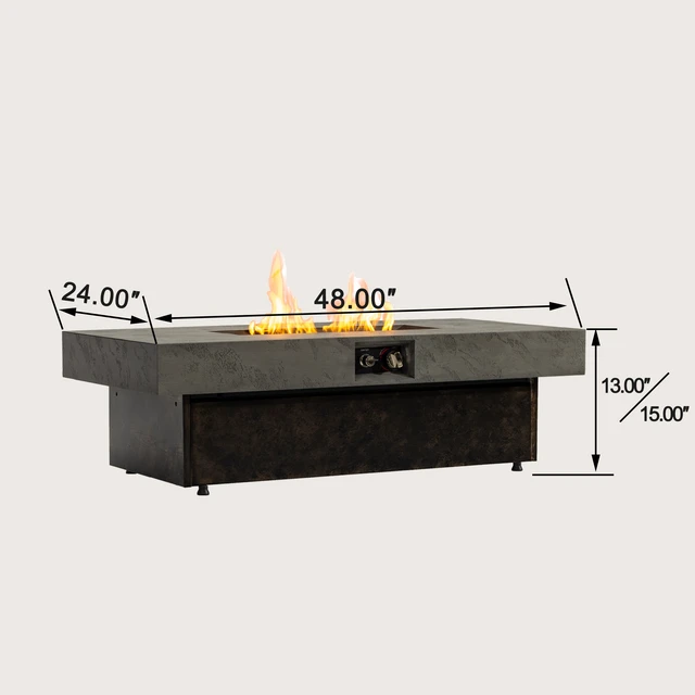 Alt view image 6 of 7 - Rectangle Fire Pit Table, Smokeless Propane Outdoor Firepit Table with Convertible Coffee Design Dual Height Adjustable