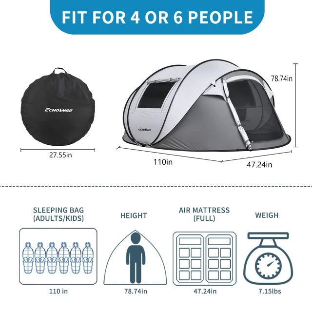 Alt view image 2 of 7 - 4 to 6 Persons Pop-Up Boat Tent, White Gray, Polyethylene