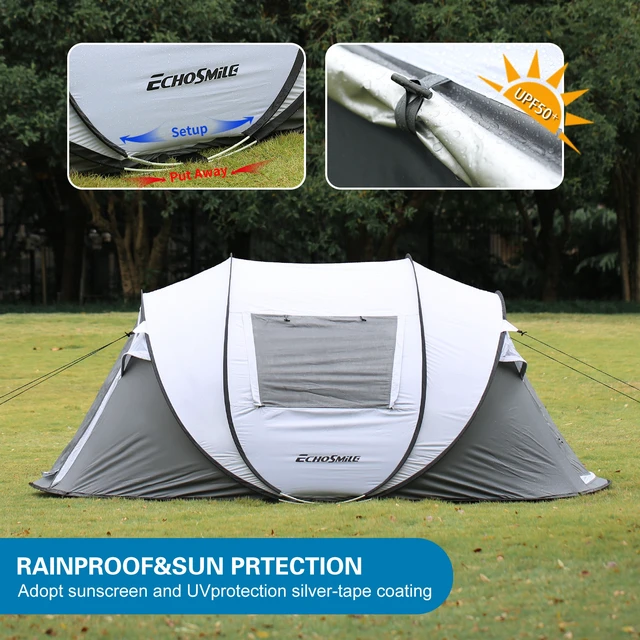 Alt view image 6 of 7 - 4 to 6 Persons Pop-Up Boat Tent, White Gray, Polyethylene