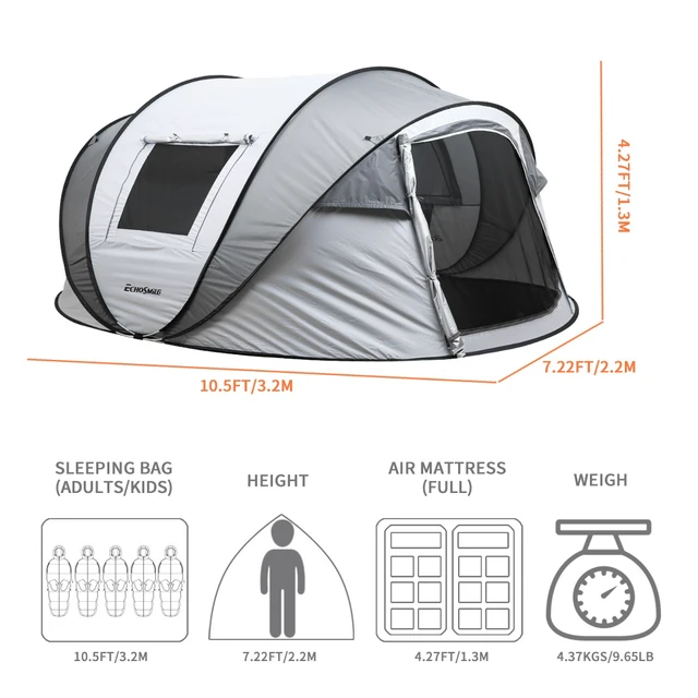 Alt view image 6 of 7 - 4 to 6 Persons Pop-Up Boat Tent, White Gray, Polyethylene