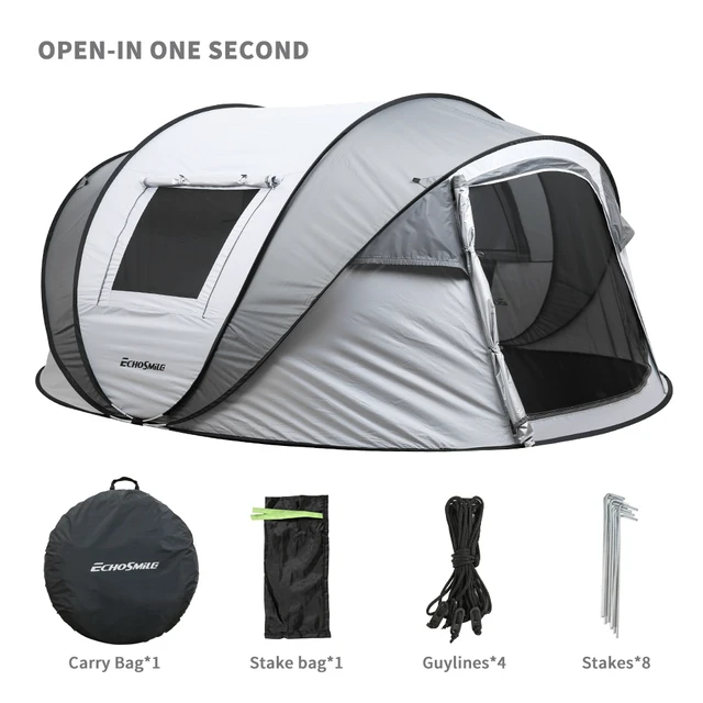Alt view image 7 of 7 - 4 to 6 Persons Pop-Up Boat Tent, White Gray, Polyethylene
