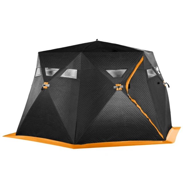 Alt view image 7 of 7 - Outdoor Winter Ice Fishing Tent, Camping Shelter Portable Quick Setup Ice Fishing Shelter Insulated Pop-Up Tent, Black