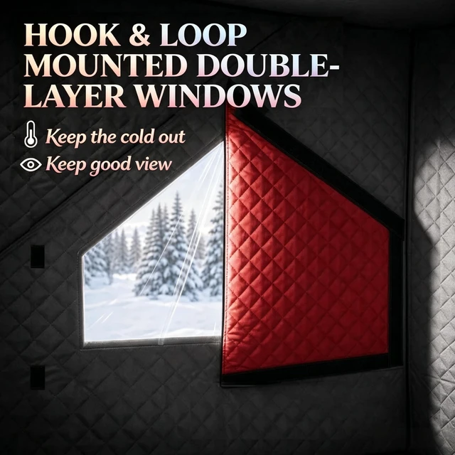 Alt view image 5 of 7 - Outdoor Portable Ice Fishing Tent, Winter Fishing Shelter Insulated Outdoor Winter Camping Tent Spacious Portable Ice