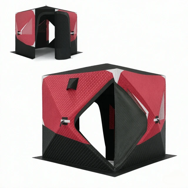Alt view image 6 of 7 - Outdoor Portable Ice Fishing Tent, Winter Fishing Shelter Insulated Outdoor Winter Camping Tent Spacious Portable Ice