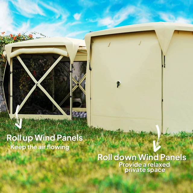 Alt view image 4 of 7 - Pop Gazebo Screen Tent, 11 ft with Removable Roof Cover Roll Wind Panels and Carry Bag for Camping Patio Lawn