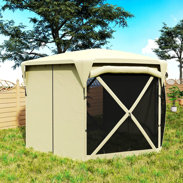 Alt view image 2 of 7 - Pop Gazebo Screen Tent, 11 ft with Removable Roof Cover Roll Wind Panels and Carry Bag for Camping Patio Lawn