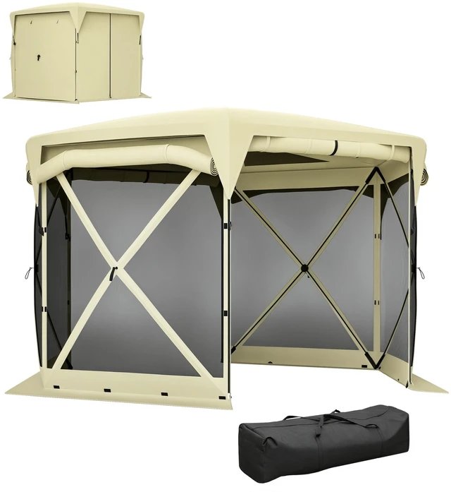 Main image of Pop Gazebo Screen Tent, 11 ft with Removable Roof Cover Roll Wind Panels and Carry Bag for Camping Patio Lawn