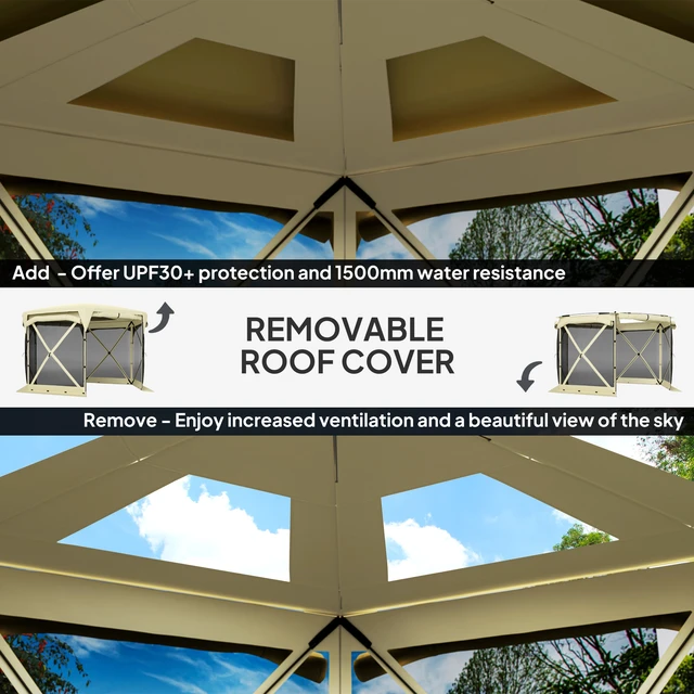 Alt view image 5 of 7 - Pop Gazebo Screen Tent, 11 ft with Removable Roof Cover Roll Wind Panels and Carry Bag for Camping Patio Lawn