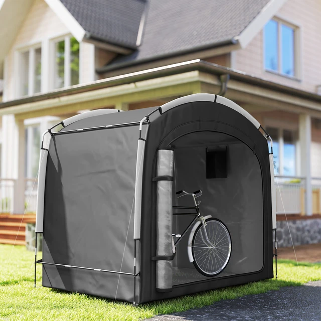 Alt view image 2 of 7 - Bike Storage Tent, Portable Bicycle Storage Shed Waterproof Outdoor Bike Cover with Oxford Fabric and Carry Bag for 3