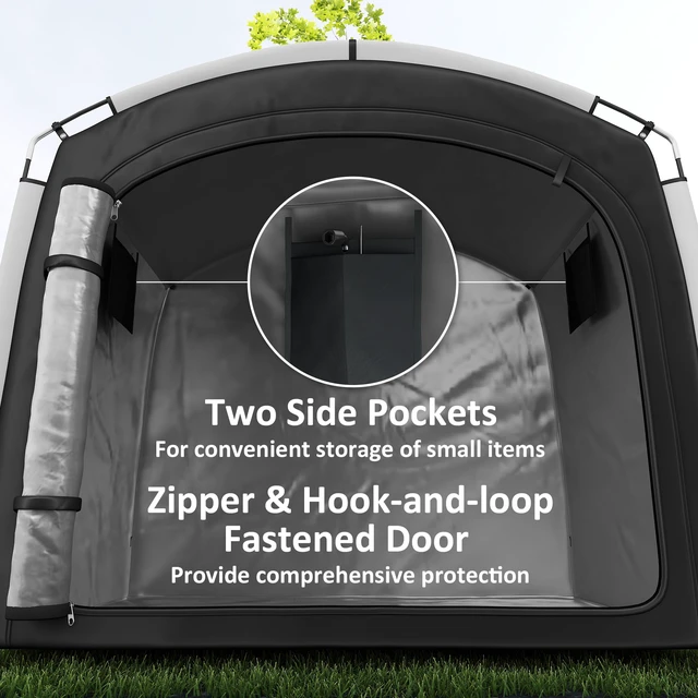 Alt view image 4 of 7 - Bike Storage Tent, Portable Bicycle Storage Shed Waterproof Outdoor Bike Cover with Oxford Fabric and Carry Bag for 3