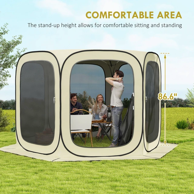 Alt view image 4 of 7 - 11 ft Pop Screen Tent, Portable Camping Gazebo Canopy Screen with Oxford Cloth and Carry Bag for Patio Deck