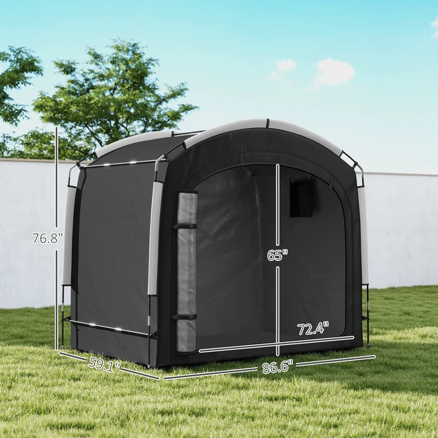 Alt view image 7 of 7 - Bike Storage Tent, Portable Bicycle Storage Shed Waterproof Outdoor Bike Cover with Oxford Fabric and Carry Bag for 3