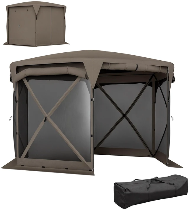 Main image of Pop Gazebo Screen Tent, 11 ft with Removable Roof Cover Roll Wind Panels and Carry Bag for Camping Patio Lawn
