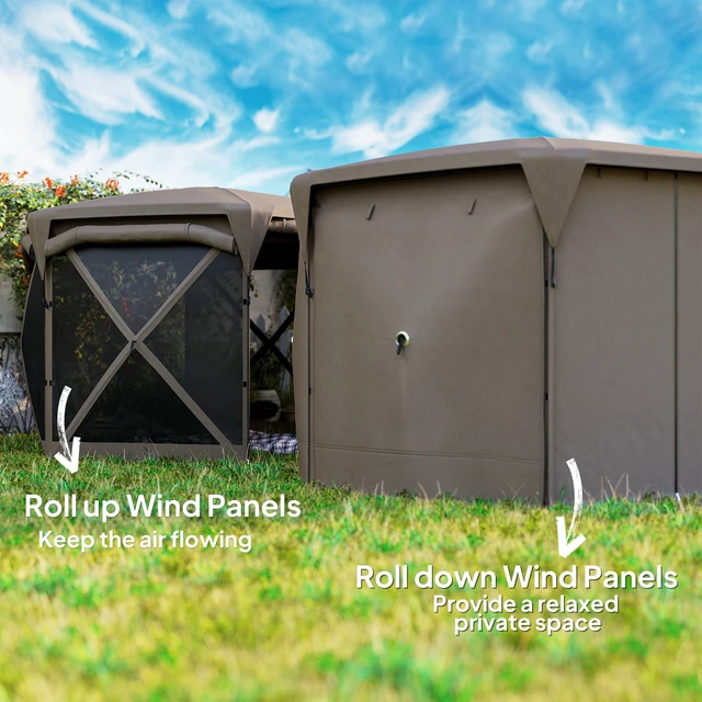 Alt view image 4 of 7 - Pop Gazebo Screen Tent, 11 ft with Removable Roof Cover Roll Wind Panels and Carry Bag for Camping Patio Lawn