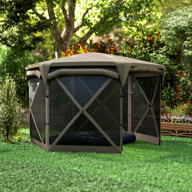 Alt view image 2 of 7 - Pop Gazebo Screen Tent, 11 ft with Removable Roof Cover Roll Wind Panels and Carry Bag for Camping Patio Lawn