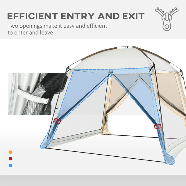 Alt view image 5 of 7 - 10 Screen, Screen Tent with 2 Doors and Carry Bag Easy Setup for Patios Outdoor Camping Activities, White, Wood