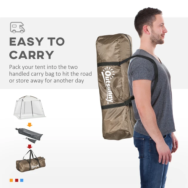 Alt view image 6 of 7 - 10 Screen, Screen Tent with 2 Doors and Carry Bag Easy Setup for Patios Outdoor Camping Activities, White, Wood