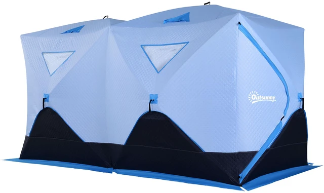 Main image of 5 to 8 Person Ice Fishing Shelter, Pop-Up Ice Fishing Tent Shanty Portable and Insulated with 2 Doors and Carrying Bag