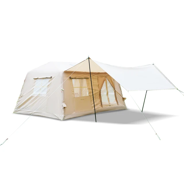Alt view image 5 of 7 - m Inflatable Tents for Camping, Blow Tent with Hand Pump Easy Setup Inflatable Season with Canopy Waterproof Oxford Air