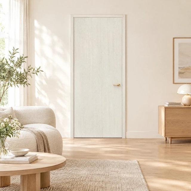 Alt view image 5 of 7 - 24 in 80 in Texture Flush Hollow Core Composite Interior Door Slab, White, MDF, Doors Hardware