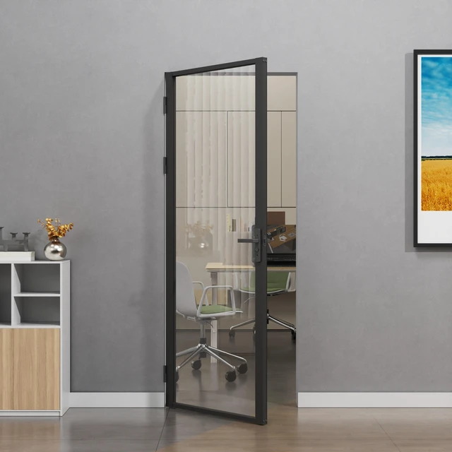 Alt view image 4 of 7 - Clear Glass Interior Door Slab, Inchx 80 Inch Slab Door for Closet Certified Tempered Glass Long Lasting Aluminum Frame