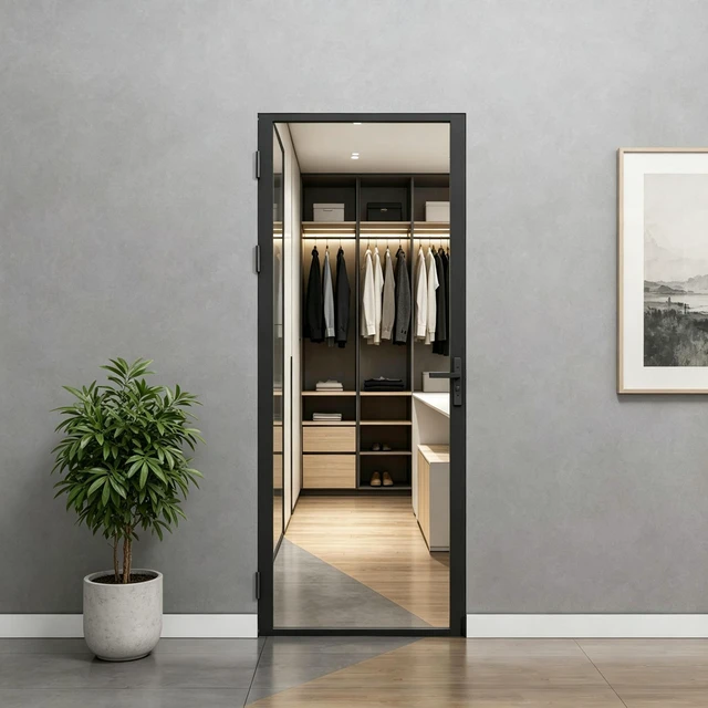 Main image of Clear Glass Interior Door Slab, Inchx 80 Inch Slab Door for Closet Certified Tempered Glass Long Lasting Aluminum Frame
