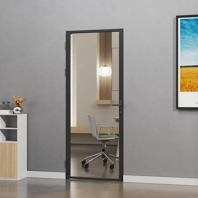 Main image of Clear Glass Interior Door Slab, Inchx 80 Inch Slab Door for Closet Certified Tempered Glass Long Lasting Aluminum Frame