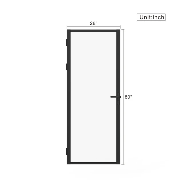 Alt view image 2 of 7 - Clear Glass Interior Door Slab, Inchx 80 Inch Slab Door for Closet Certified Tempered Glass Long Lasting Aluminum Frame