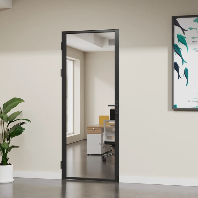 Main image of Clear Glass Interior Door Slab, Inchx 80 Inch Slab Door for Closet Certified Tempered Glass Long Lasting Aluminum Frame