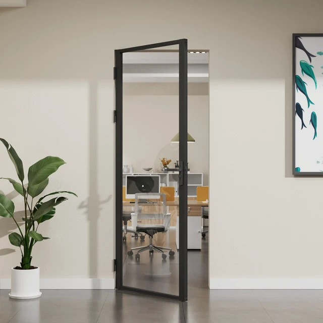 Alt view image 4 of 7 - Clear Glass Interior Door Slab, Inchx 80 Inch Slab Door for Closet Certified Tempered Glass Long Lasting Aluminum Frame