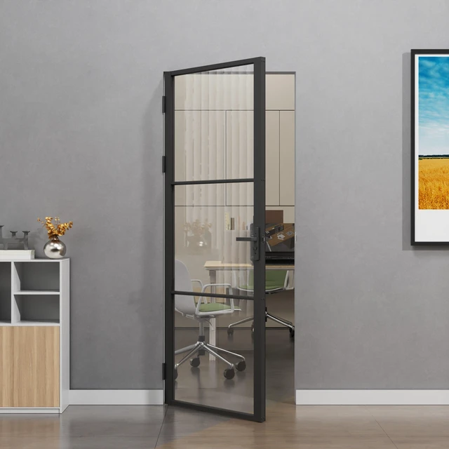 Main image of 3 Panel Clear Glass Interior Door Slab, Inchx 80 Inch Slab Door for French Closet Certified Tempered Glass Long Lasting