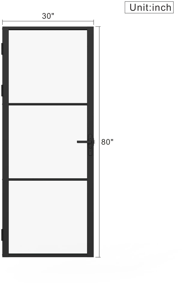Alt view image 2 of 7 - 3 Panel Clear Glass Interior Door Slab, Inchx 80 Inch Slab Door for French Closet Certified Tempered Glass Long Lasting