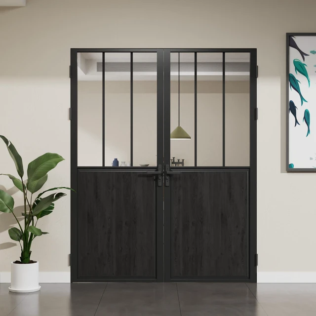 Main image of French Interior Door Slab, Inchx 80 Inch Slab Door for Closet Certified Tempered Glass with MDF Panle Long Lasting