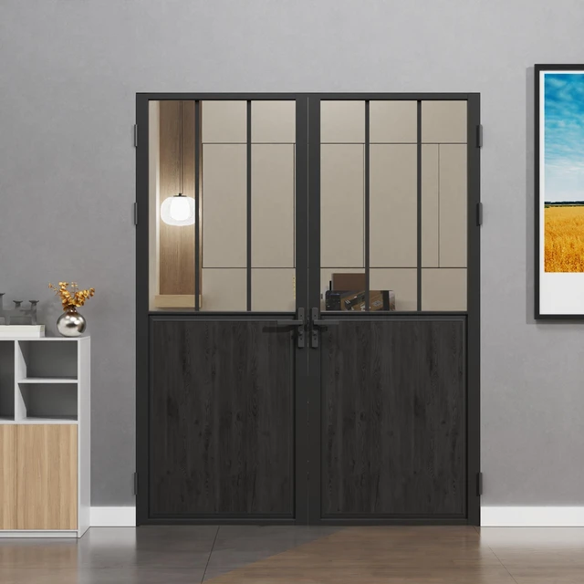 Alt view image 4 of 7 - French Interior Door Slab, Inchx 80 Inch Slab Door for Closet Certified Tempered Glass with MDF Panle Long Lasting