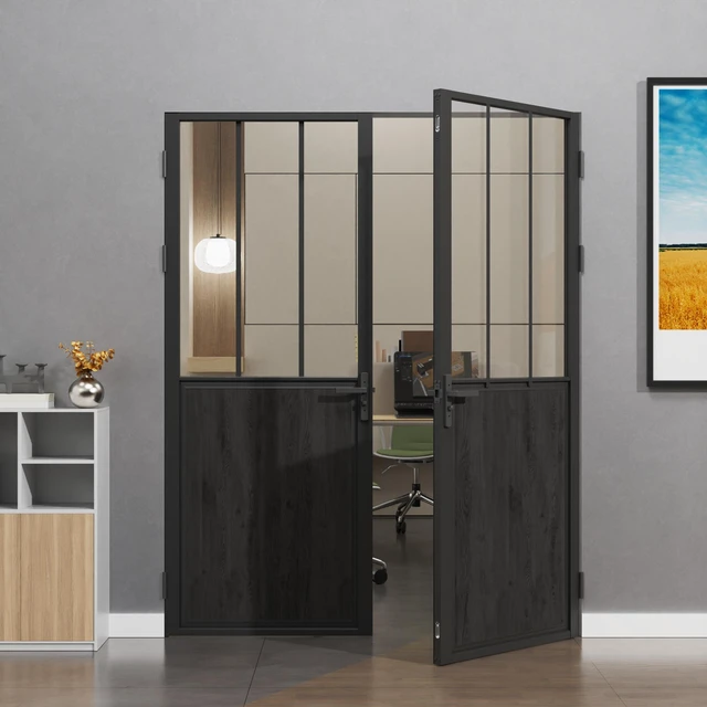Main image of French Interior Door Slab, Inchx 80 Inch Slab Door for Closet Certified Tempered Glass with MDF Panle Long Lasting