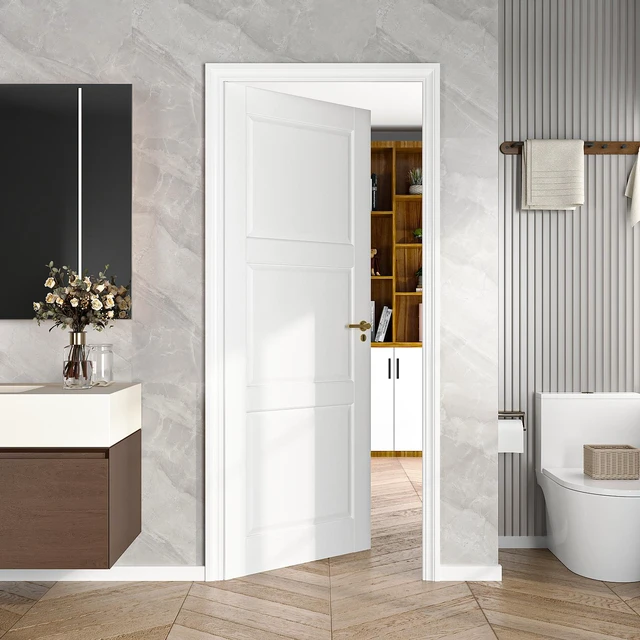 Alt view image 2 of 7 - 28 Inch Panel Slab Door, French Interior Door Paintable MDF Panel Pre Assembled for Closet Pantry Study, White, Solid