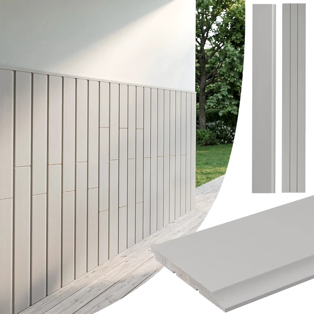 Main image of Pack 48 6 Inch Hemlock Wall Panels, Indoor Outdoor Wall Cladding Solid Decorative Siding for Living Patio DIY Easy