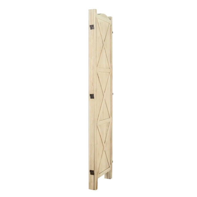Alt view image 5 of 5 - Country 4 Panel Arc Top Divider Wood Frame Shaped Panel Divider, Natural, Solid Wood