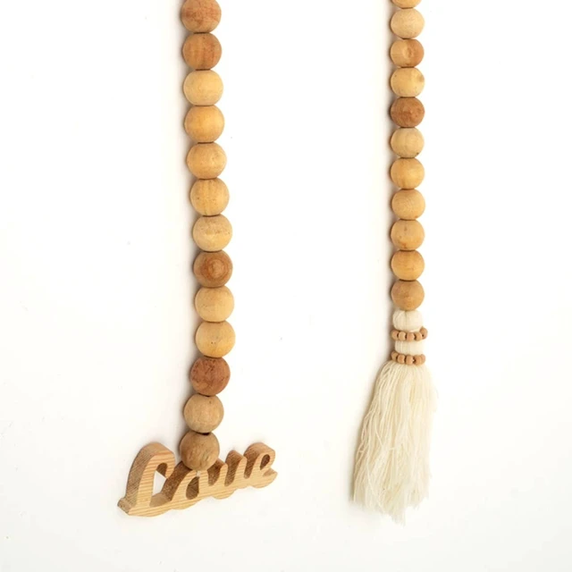Alt view image 2 of 5 - 40 Inch Love Beaded Garland, Natural, Cotton
