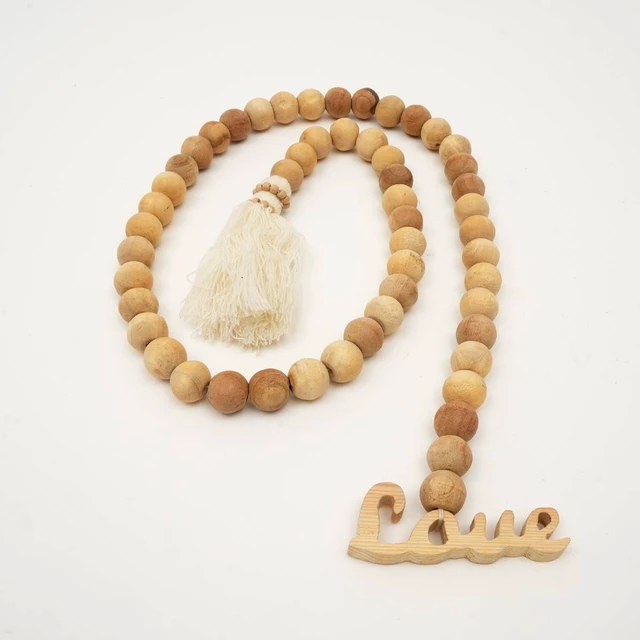 Alt view image 3 of 5 - 40 Inch Love Beaded Garland, Natural, Cotton