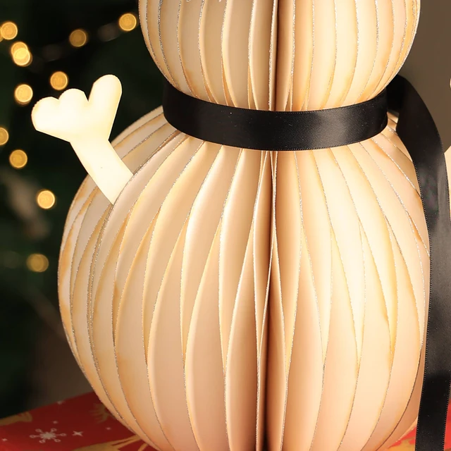 Alt view image 3 of 5 - Honeycomb Handmade Paper Snowman White Festive Décor, Recycled Paper