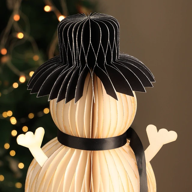 Alt view image 2 of 5 - Honeycomb Handmade Paper Snowman White Festive Décor, Recycled Paper
