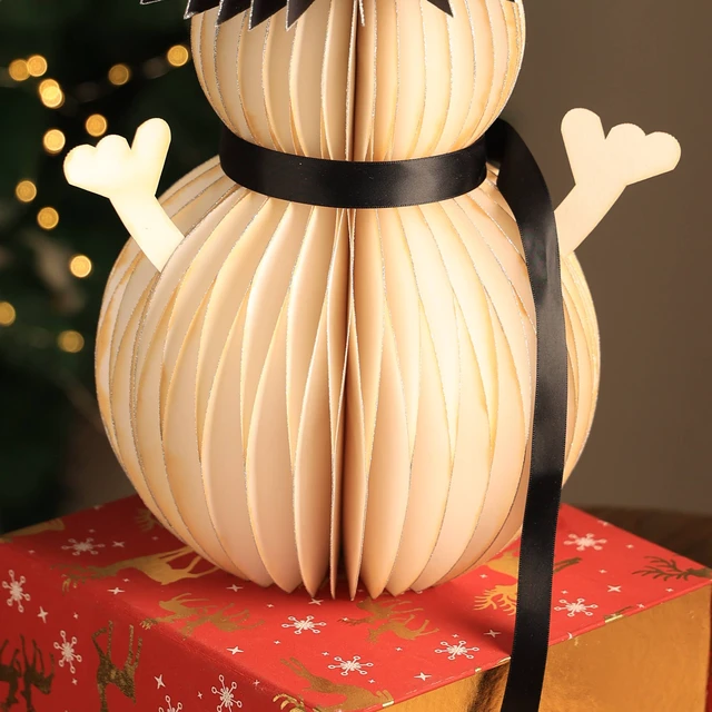 Alt view image 4 of 5 - Honeycomb Handmade Paper Snowman White Festive Décor, Recycled Paper