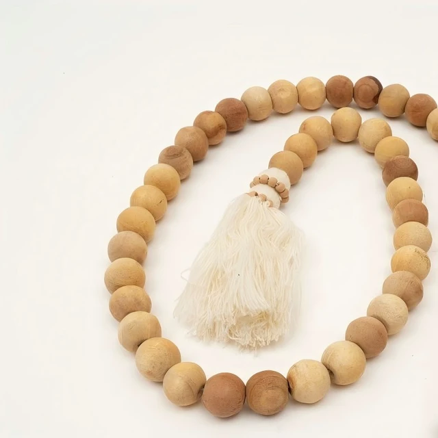 Alt view image 4 of 5 - 40 Inch Love Beaded Garland, Natural, Cotton